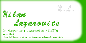 milan lazarovits business card